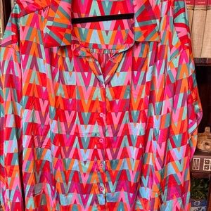 Women’s Vibrant Geometric Button-Up Shirt - Multi